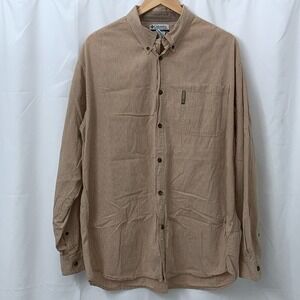 Columbia Mens XL Tan Gingham Long Sleeve‎ Button Down Shirt AM7400